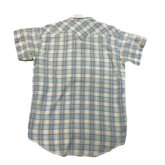 Vintage 80s Tem-Tex Western Extra Long Tail Plaid Pearl Snap Shirt - Picture 2 of 5